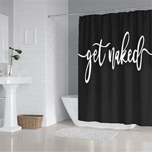 70x70 inches Get Shower Curtain Set Funny Quote Durable Waterproof Polyester